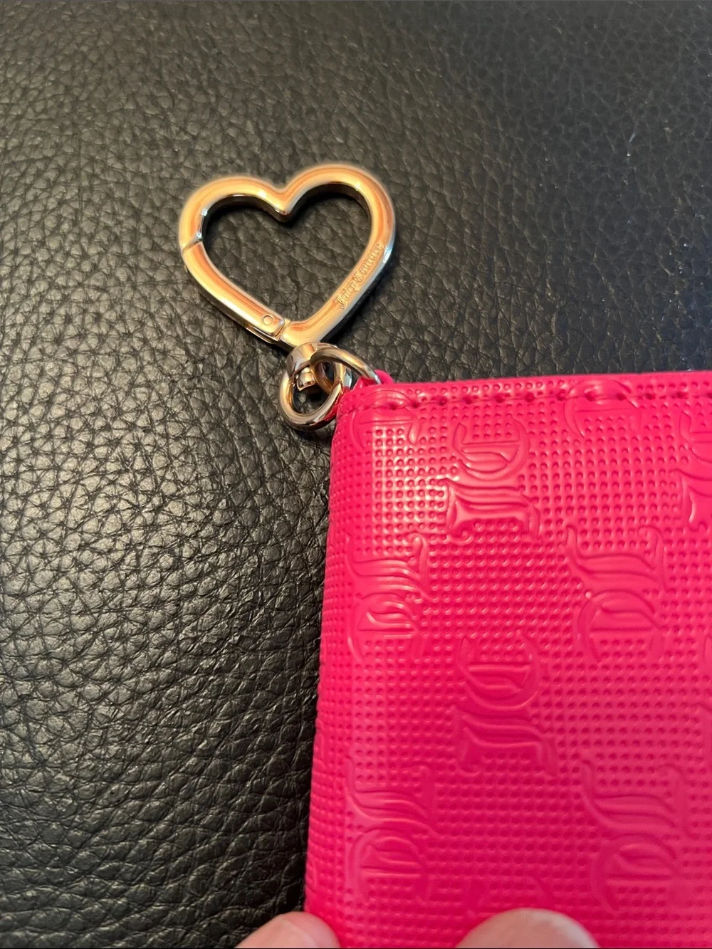 Juicy Couture Hot Pink Embossed Wallet with Heart Charm